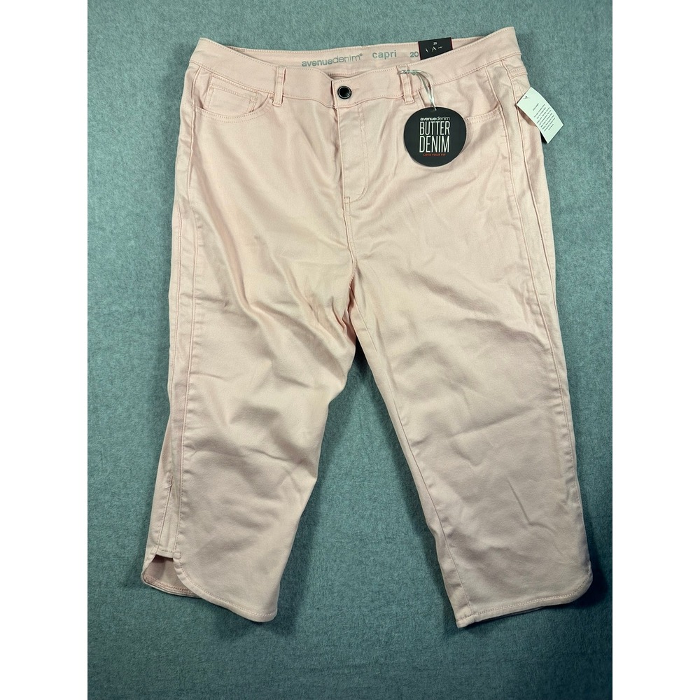 Avenue Denim Butter Denim Capri Pants Womens 20W Pink Cropped Stretch